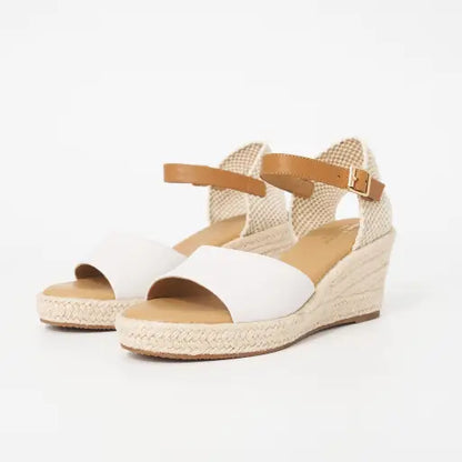 HP-K4 (Hush puppies ersa espadrille wedge sandals white/tan) 52694800