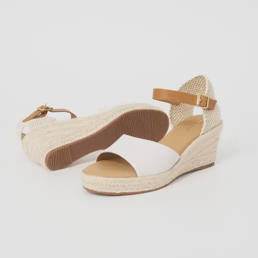 HP-K4 (Hush puppies ersa espadrille wedge sandals white/tan) 52694800