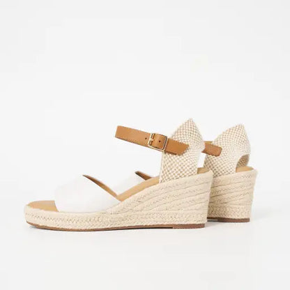 HP-K4 (Hush puppies ersa espadrille wedge sandals white/tan) 52694800