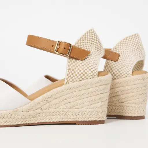 HP-K4 (Hush puppies ersa espadrille wedge sandals white/tan) 52694800