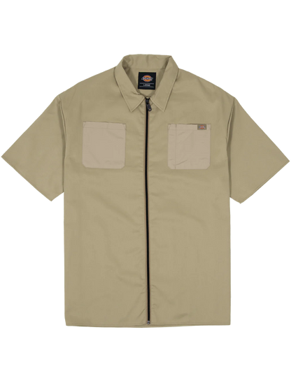 D-H6 (Dickies 1574 short sleeve zip-through work shirt khaki) 12495096