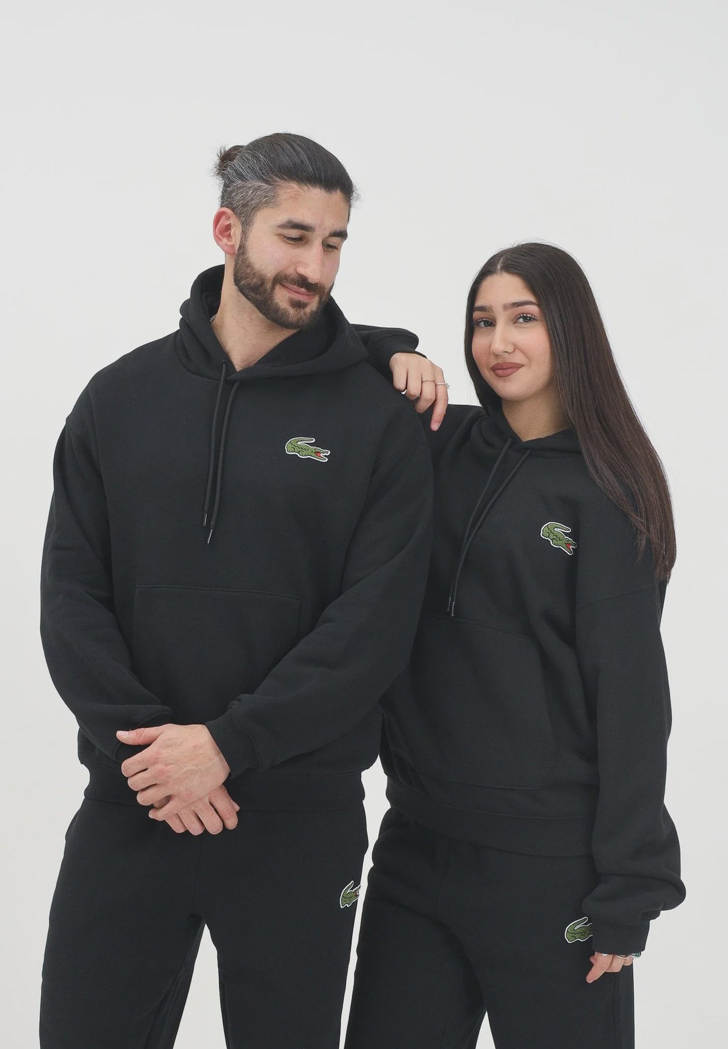 LCA-W22 (Lacoste croc signature loose fit hoodie black) 725910761