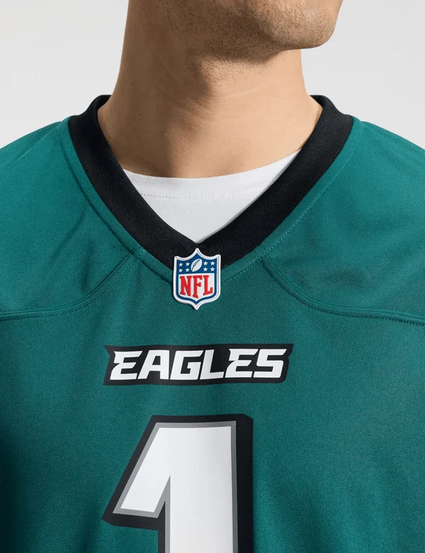 NA-G50 (Nike nfl philadelphia eagles jalen hurts #1 home game jersey sport teal) 926910000