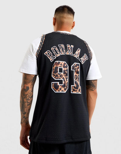 MNA-O48 (Mitchell & ness swingman jersey chicago bulls dennis rodman black/leopard) 112599130