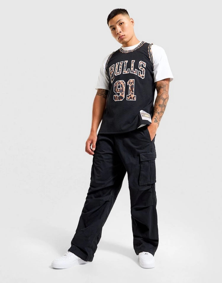 MNA-O48 (Mitchell & ness swingman jersey chicago bulls dennis rodman black/leopard) 112599130