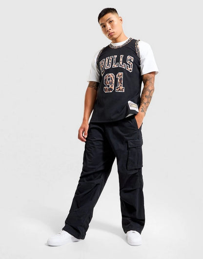 MNA-O48 (Mitchell & ness swingman jersey chicago bulls dennis rodman black/leopard) 112599130