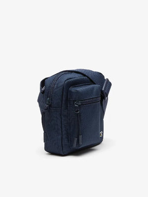 LCE-K (Lacoste unisex neocroc square adjustable shoulder strap zip camera bag navy blue) 22497826