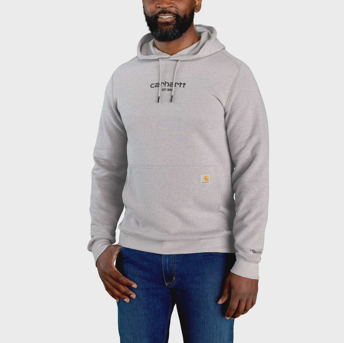 CHA-H6 (Carhartt mens force relaxed fit lightweight graphic hooded sweatshirt asphalt heather) 62497335