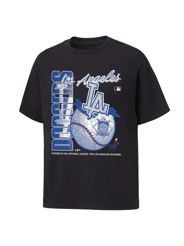 MJA-I15 (Majestic mlb los angeles dodgers burst basket ball tee washed black) 72693043