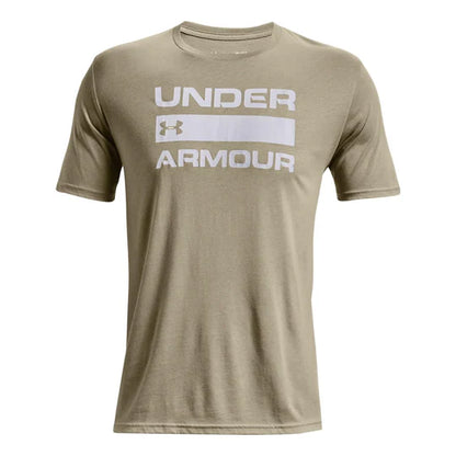 UAA-J7 (Mens team issue wordmark short sleeve tee khaki gray/mod gray) 52292173