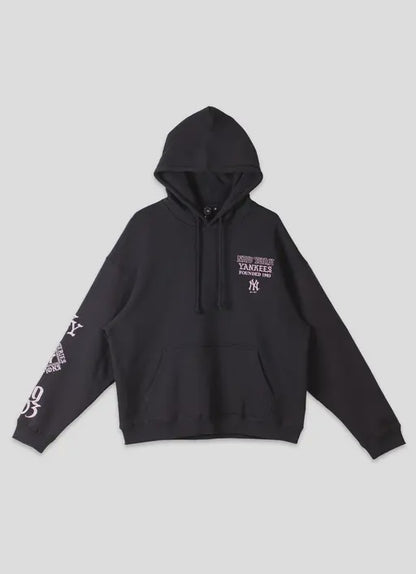 MJA-G15 (Majestic MLB new york yankees black letter box hoodie washed black) 52696956