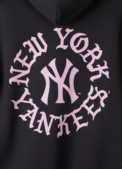 MJA-G15 (Majestic MLB new york yankees black letter box hoodie washed black) 52696956