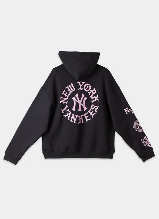 MJA-G15 (Majestic MLB new york yankees black letter box hoodie washed black) 52696956