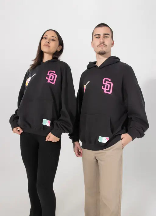 MJA-O13 (Majestic crest patch fleece san diego padres hoodie faded black) 52495652