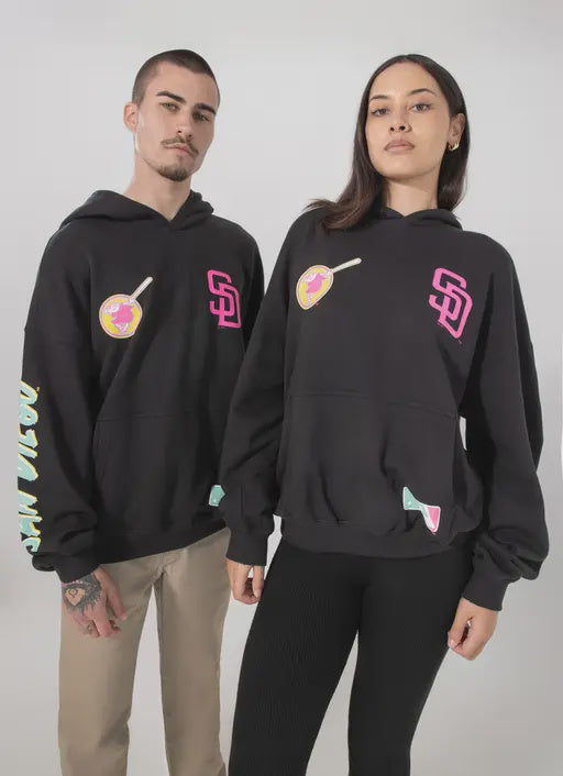 MJA-O13 (Majestic crest patch fleece san diego padres hoodie faded black) 52495652