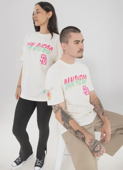 MJA-P13 (Majestic city connect wordmark san diego padres tee vintage white) 52493043