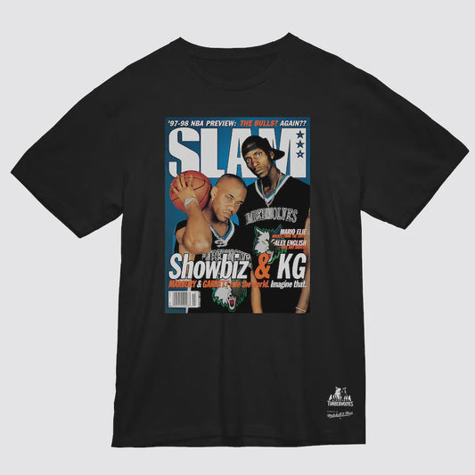 MNA-O46 (Mitchell & ness marbury & garnett slam cover tee faded black) 92593043