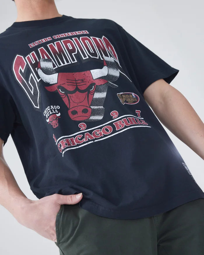 MNA-J29 (Mitchell and ness bevelled tee bulls faded black) 72393478