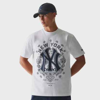 NEA-D12 (New era mlb oversize new york yankees paisley tee white) 92594000