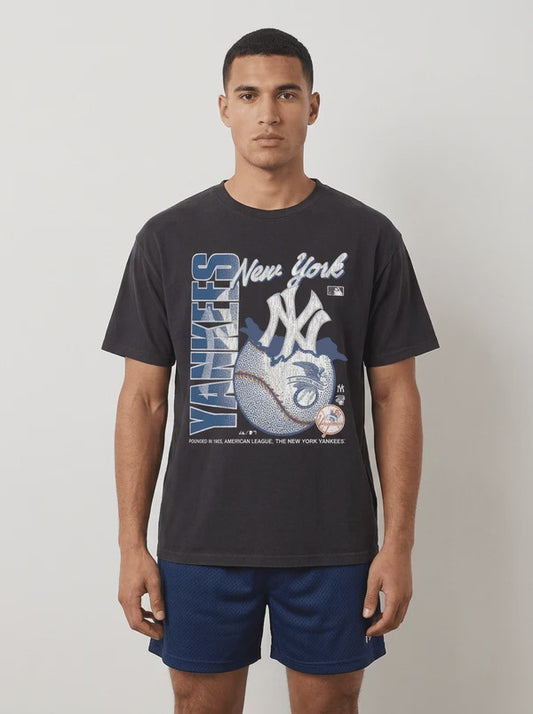 MJA-L15 (Majestic mlb new york yankees  burst basket ball tee washed black) 72693043