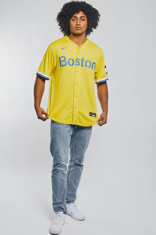 NA-C47 (Nike official rep city connect jersey road boston red sox  gold) 225911000