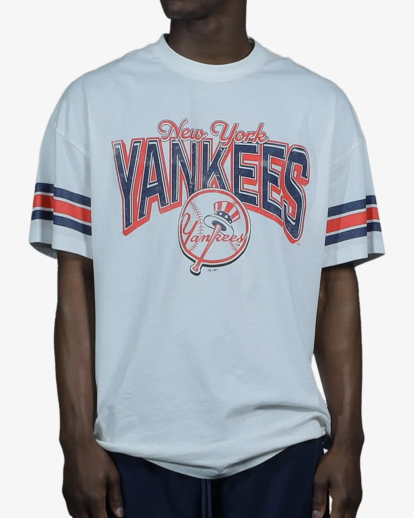 MJA-Z14 (Majestic vintage stripe arch tee new york yankees vintage white) 92592826