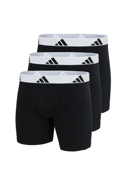 AA-Q28 (Adidas 3 pack active flex cotton boxer brief underwear black/white band) 72593691