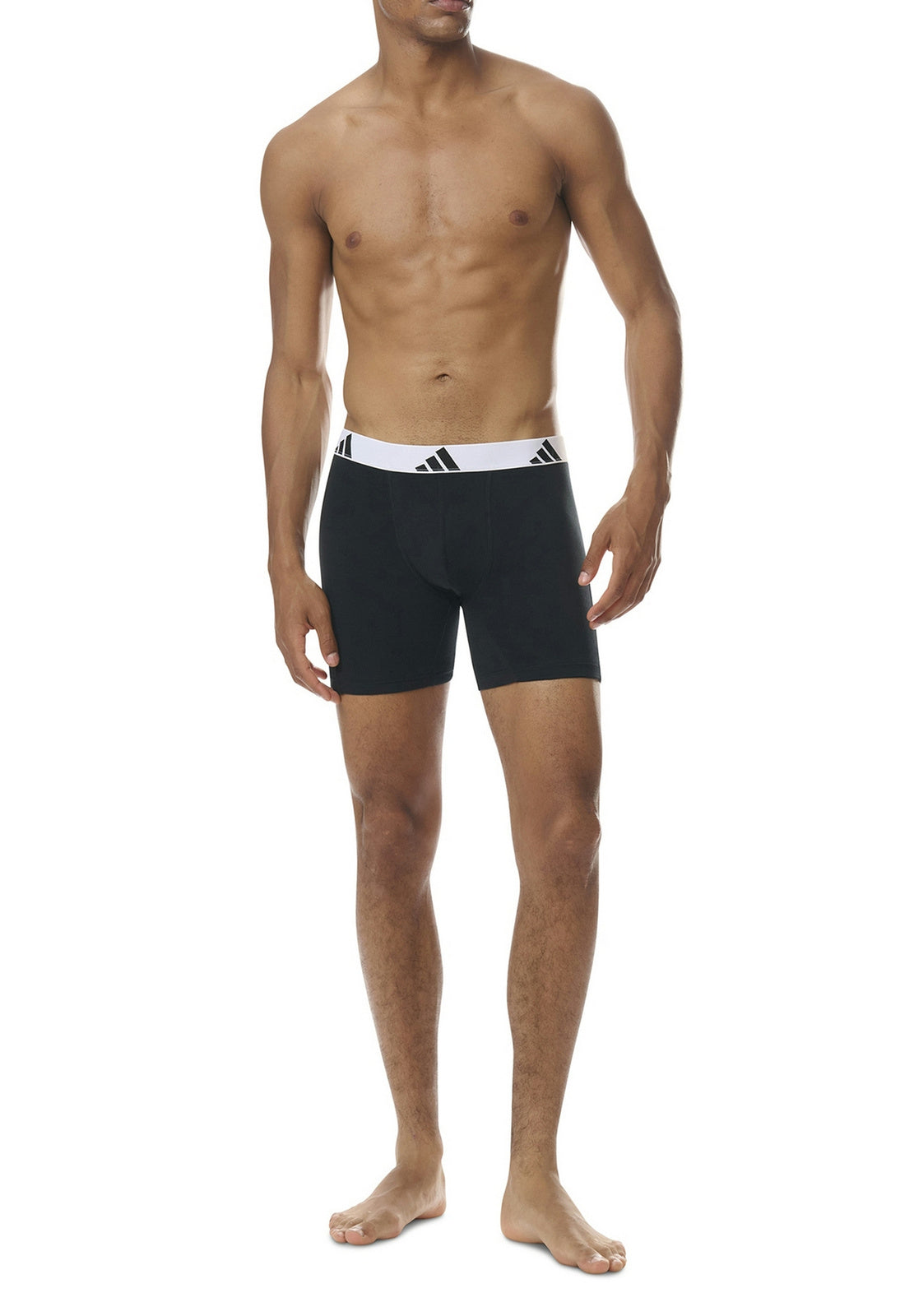 AA-Q28 (Adidas 3 pack active flex cotton boxer brief underwear black/white band) 72593691