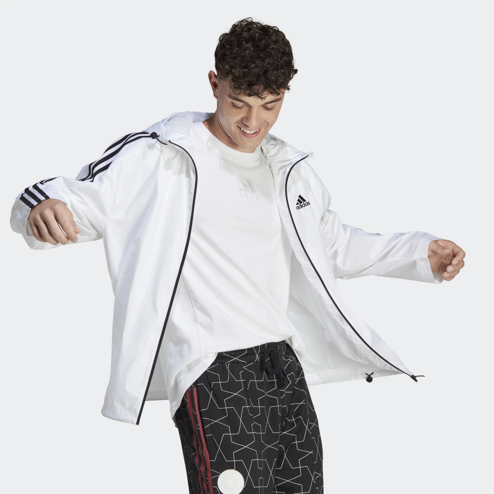 AA-A24 (Adidas essential 3-stripes woven windbreaker white/black) 52496735