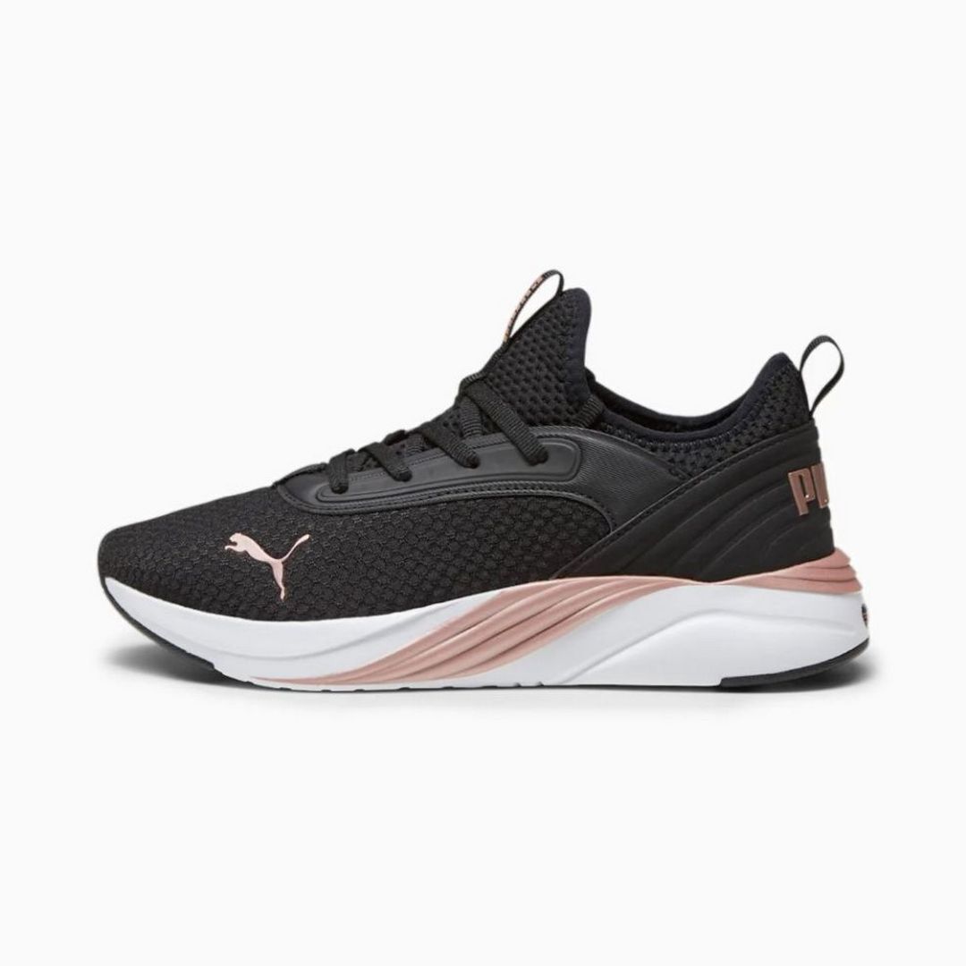 P-L44 (Puma softride ruby luxe running shoes black/rose gold) 82396500