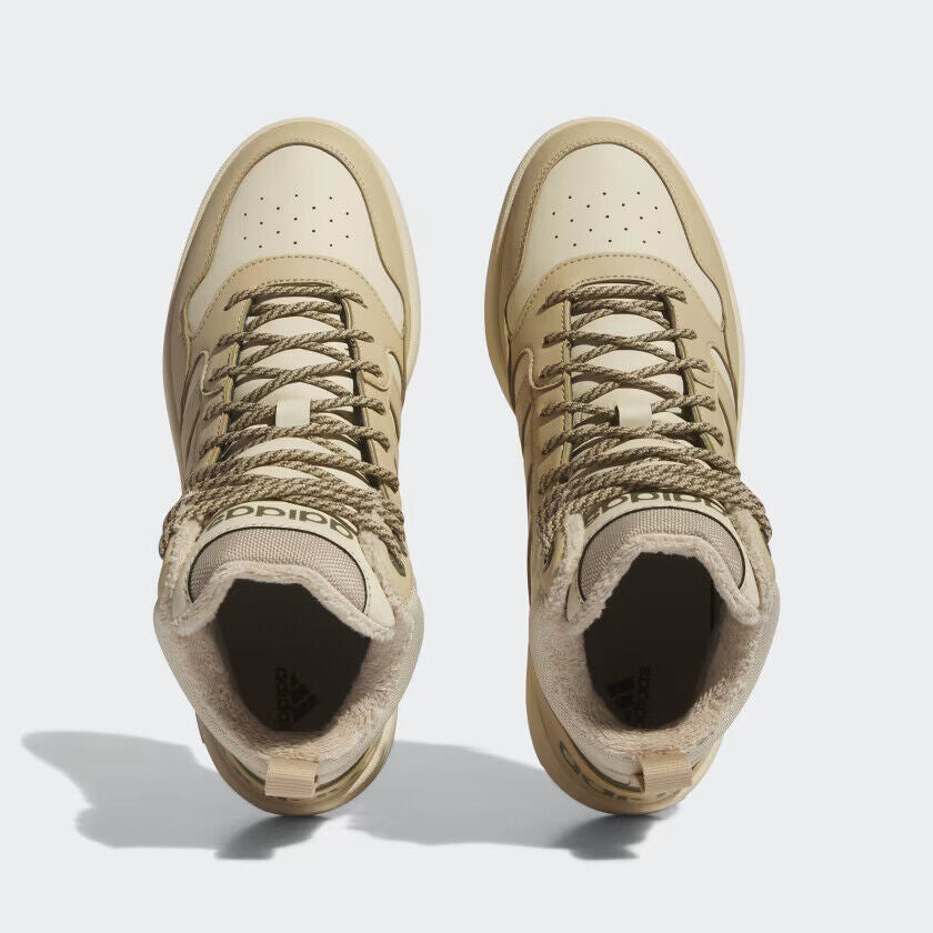 A-B67 (Adidas hoops 3.0 mid lifestyle basketball classic shoes magic beige/sand strata) 92397165