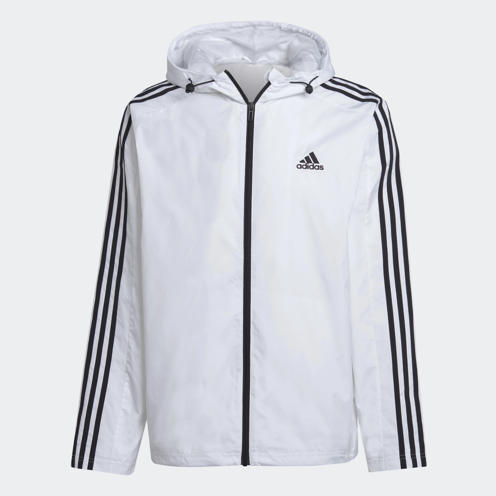 AA-A24 (Adidas essential 3-stripes woven windbreaker white/black) 52496735