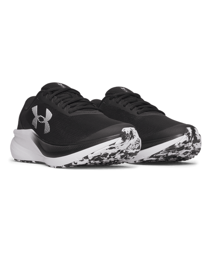 UA-X8 (Under armour mens charged + chase running shoes black/white) 72695652