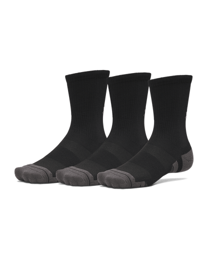 UAA-Q16 (Under armour unisex new performance tech 3 pack crew socks ultimate white/jet gray) 72691956