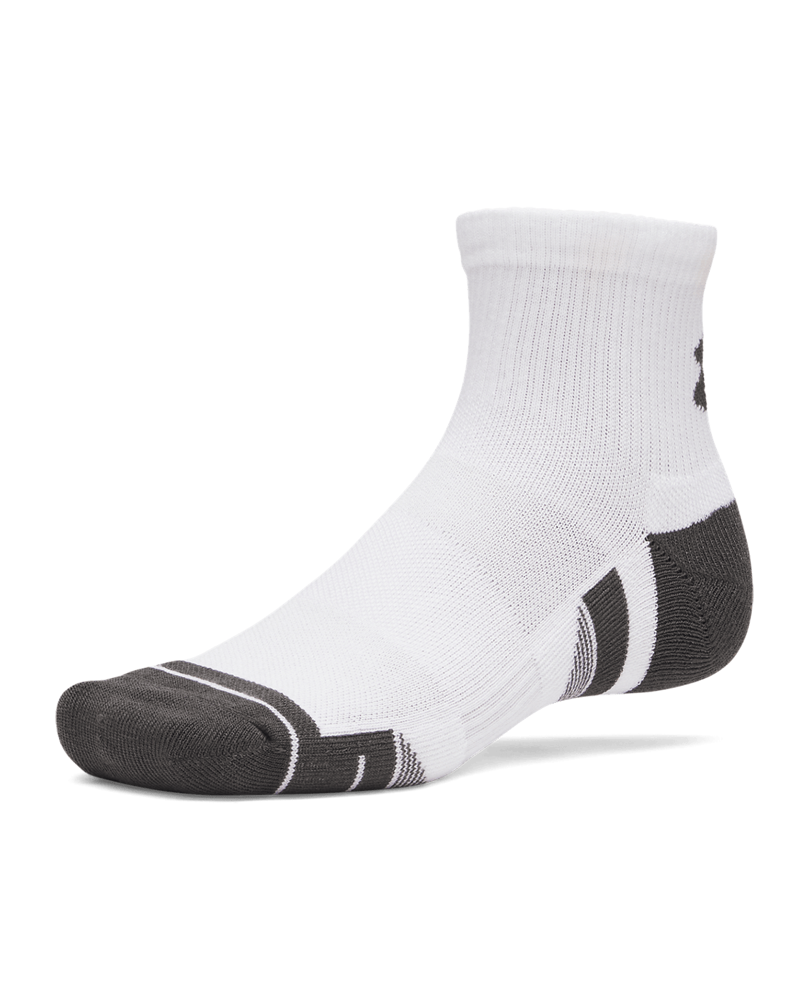 UAA-P16 (Under armour unisex new performance tech 3 pack quarter socks ultimate white/jet gray) 72691956
