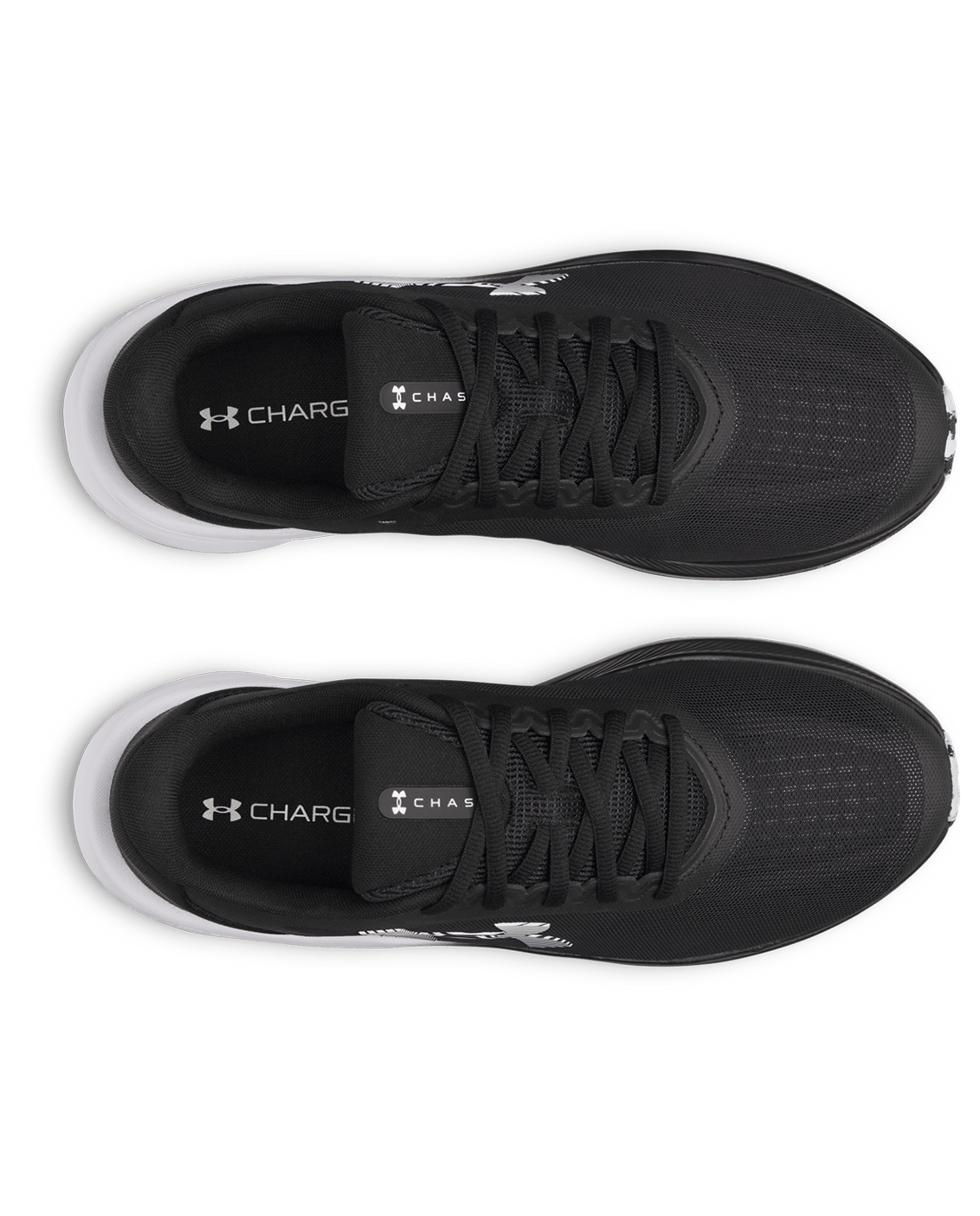 UA-X8 (Under armour mens charged + chase running shoes black/white) 72695652