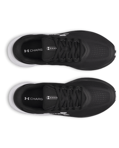 UA-X8 (Under armour mens charged + chase running shoes black/white) 72695652