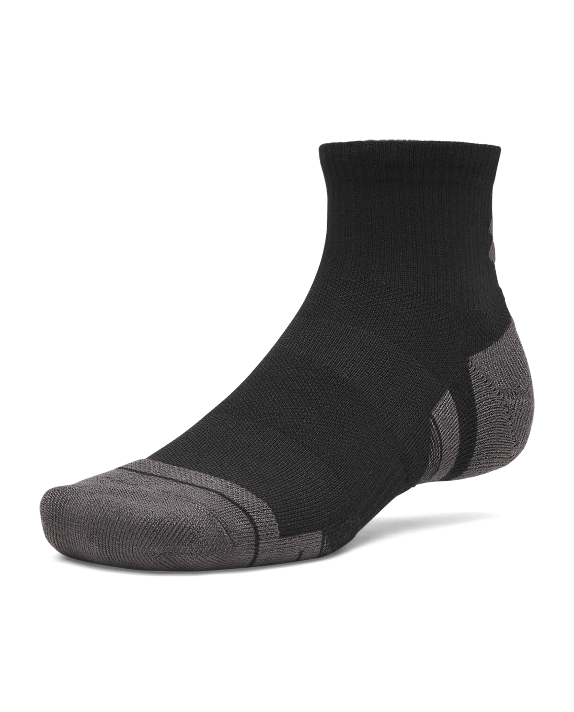 UAA-O16 (Under armour unisex new performance tech 3 pack quarter socks ultimate black/jet gray) 72691956