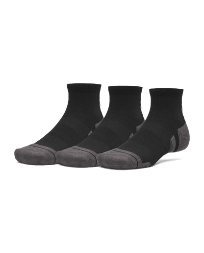 UAA-O16 (Under armour unisex new performance tech 3 pack quarter socks ultimate black/jet gray) 72691956