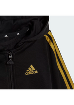 AA-D23 (Adidas essentials shiny hooded tracksuit black/gold mettalic) 32493370