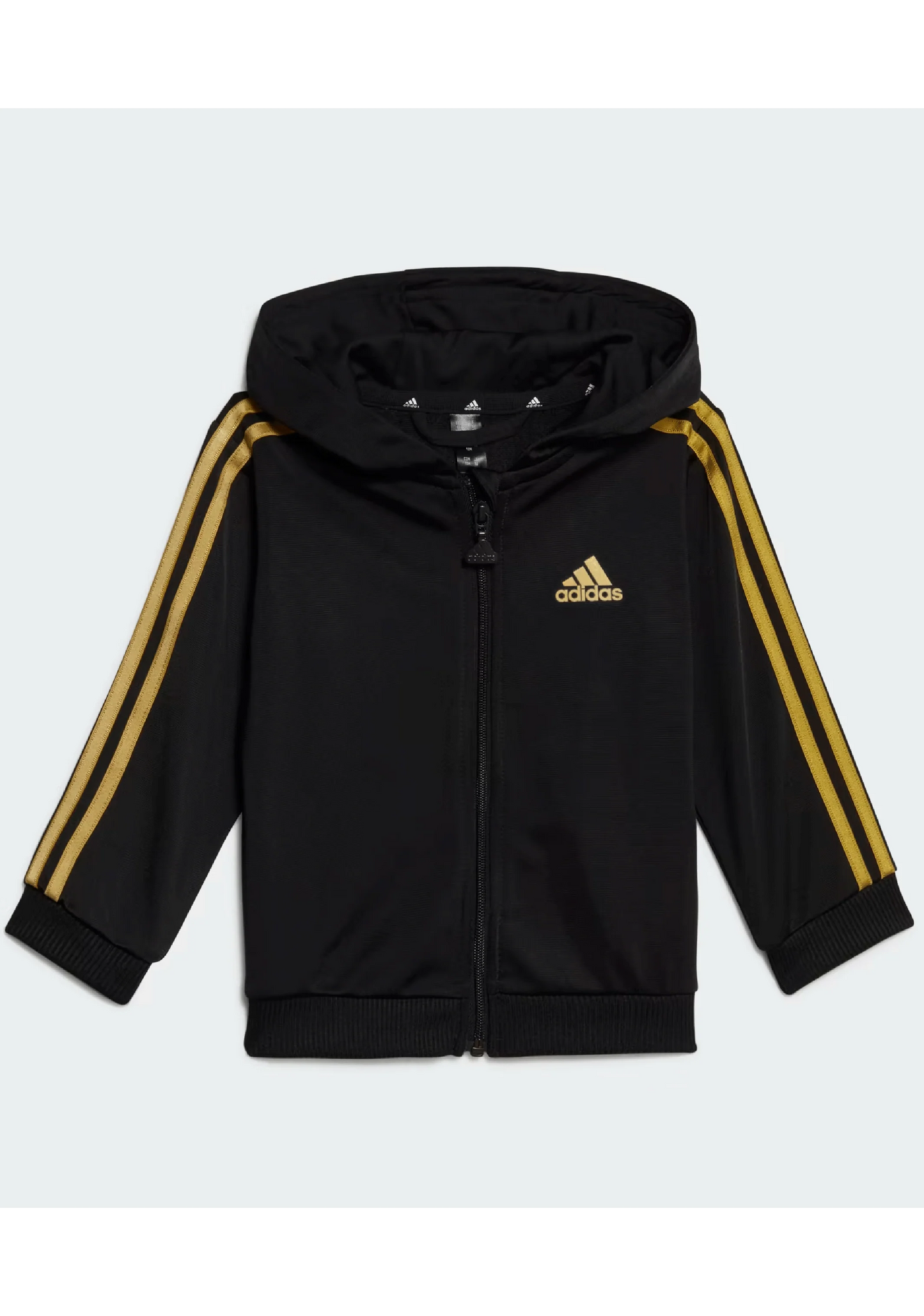 AA-D23 (Adidas essentials shiny hooded tracksuit black/gold mettalic) 32493370