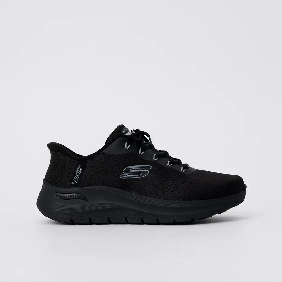 S-W12 (Skechers arch fit 2.0 lester wide fit slip in shoes black) 52698043