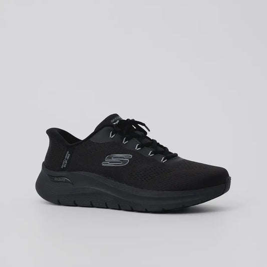S-W12 (Skechers arch fit 2.0 lester wide fit slip in shoes black) 52698043
