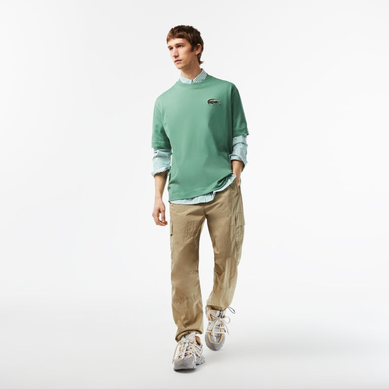 LCA-F17 (Lacoste originals loose fit large crocodile organic t-shirt ash green) 72396522 LACOSTE