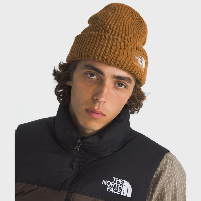 NFA-Z7 (The north face salty lined logo box cuffed beanie timber tan) 72592391