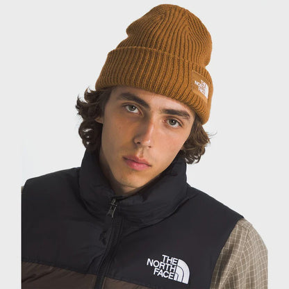 NFA-Z7 (The north face salty lined logo box cuffed beanie timber tan) 72592391