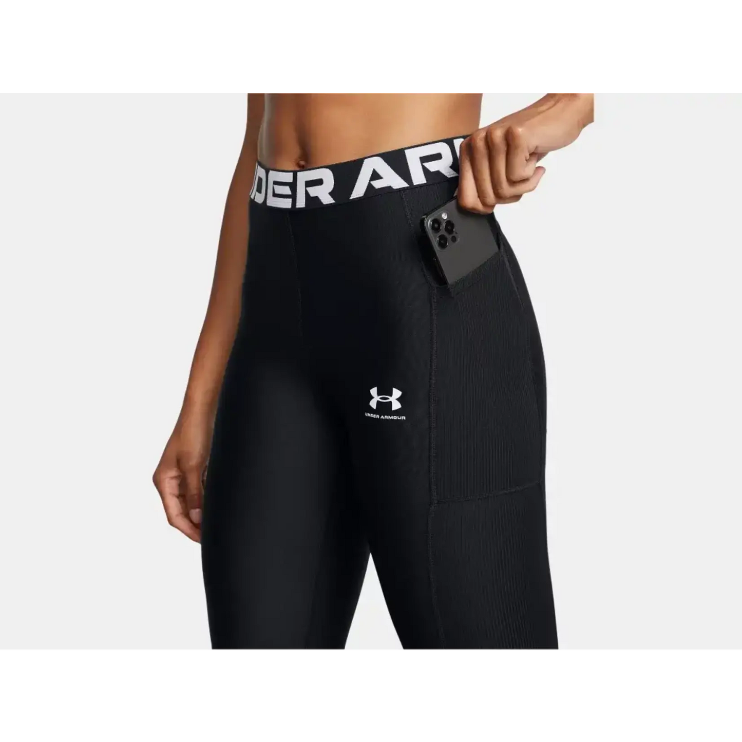 UAA-M13 (Under armour womens heat gear authentics rib tights black/white) 82493913