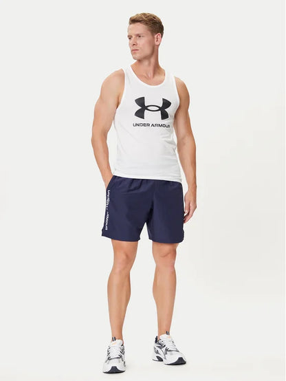 UAA-S16 (Under armour mens tech woven wordmark shorts midnight navy/white) 72692608