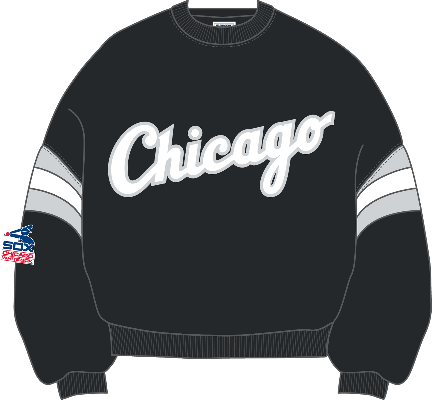 MJA-H15 (Majestic script logo chicago white sox cooperstown box crew washed black) 72697391