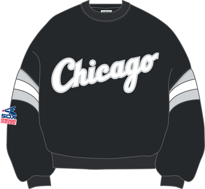 MJA-H15 (Majestic script logo chicago white sox cooperstown box crew washed black) 72697391